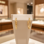 Load image into Gallery viewer, GER99. 14K Solid Gold Twisted Hollow Hoop Earrings