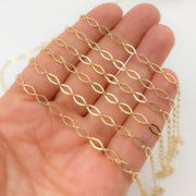 14k Solid Yellow Gold Smooth Flat Oval Link Chain