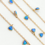 Load image into Gallery viewer, Created Blue Opal Triangle Shape Dangle Chain. CBO2
