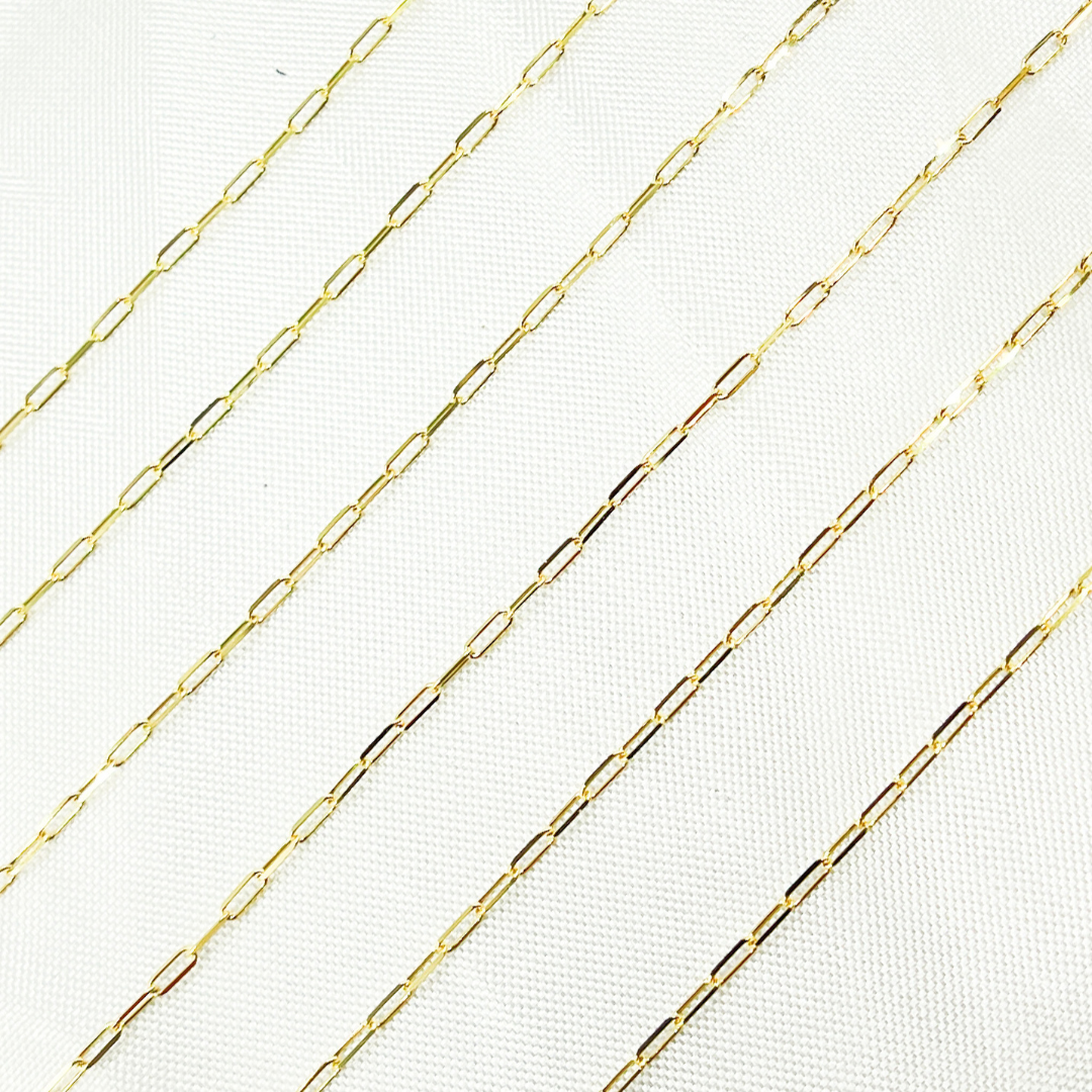 14k Solid Gold Diamond Cut Paper Clip Chain