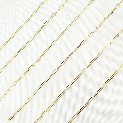 14k Solid Gold Diamond Cut Paper Clip Chain