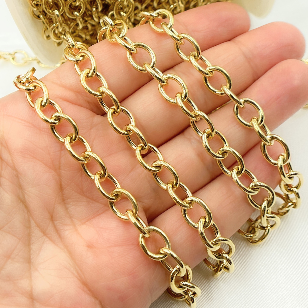 Y63GP. Gold Plated 925 Sterling Silver Smooth Oval Link Chain