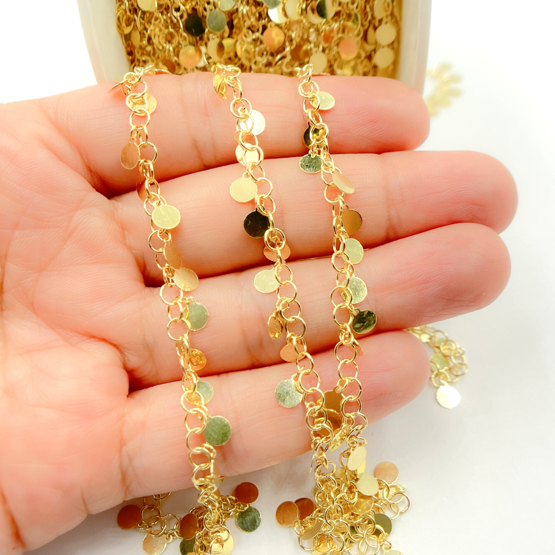 Gold Plated 925 Sterling Silver Dangle Disc Chain