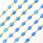 Load image into Gallery viewer, Created Blue Opal Oval Shape Connected Chain. CBO10
