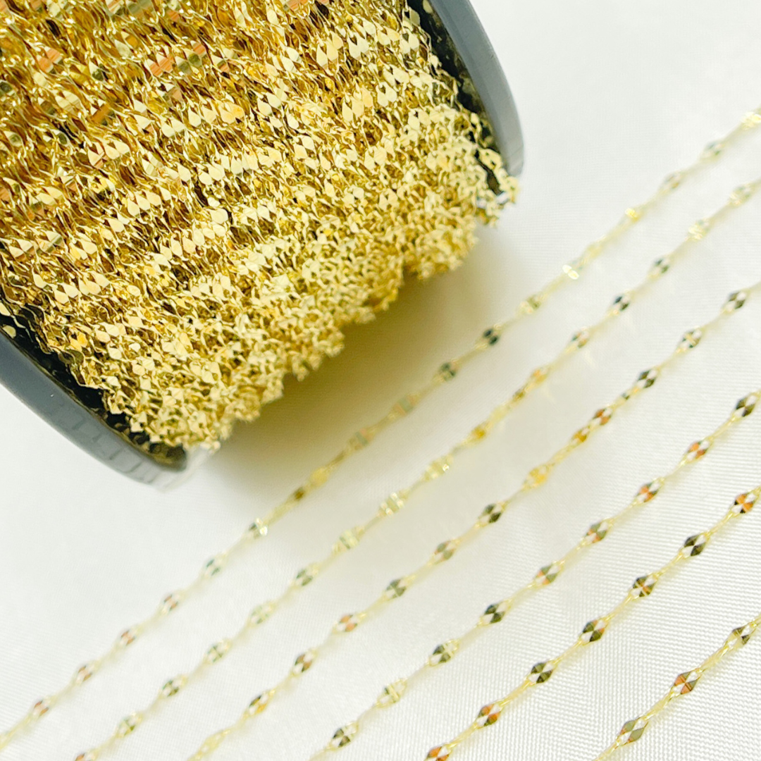 Z46GP. Gold Plated Sterling Silver Flat Marina Link Chain