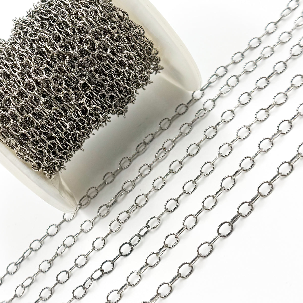 Oxidized Sterling Silver Twisted Cable Oval Link Chain