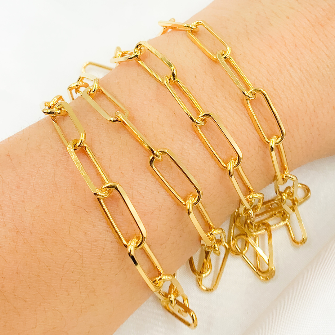 Gold Plated Sterling Silver Diamond Cut Paperclip Chain