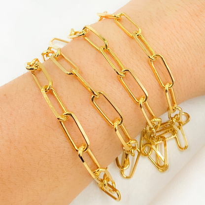 Gold Plated Sterling Silver Diamond Cut Paperclip Chain