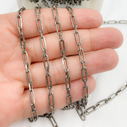 Z47OX. Oxidized Sterling Silver Paperclip Link Chain