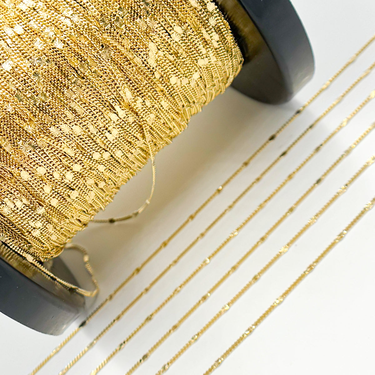 14k Solid Gold Curb & Diamond Cut Marina Link Chain