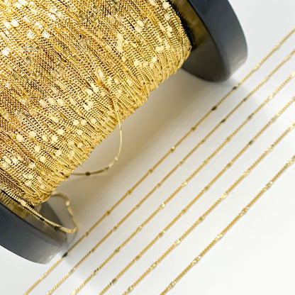 14k Solid Gold Curb & Diamond Cut Marina Link Chain