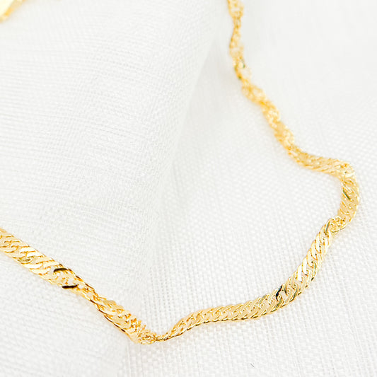 14K Solid Yellow Gold Wheat Bracelet