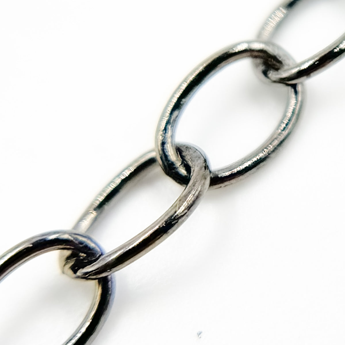 Black Rhodium Sterling Silver Smooth Oval Link Chain
