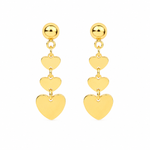 Load image into Gallery viewer, GER118. 14K Solid Gold Dangle Earring with Hearts