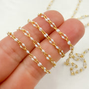 Gold Plated Enamel 925 Sterling Silver White Enamel Chain
