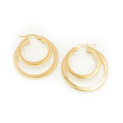 15850003992. 14K Solid Gold Fancy Hollow Double Hoop Earrings