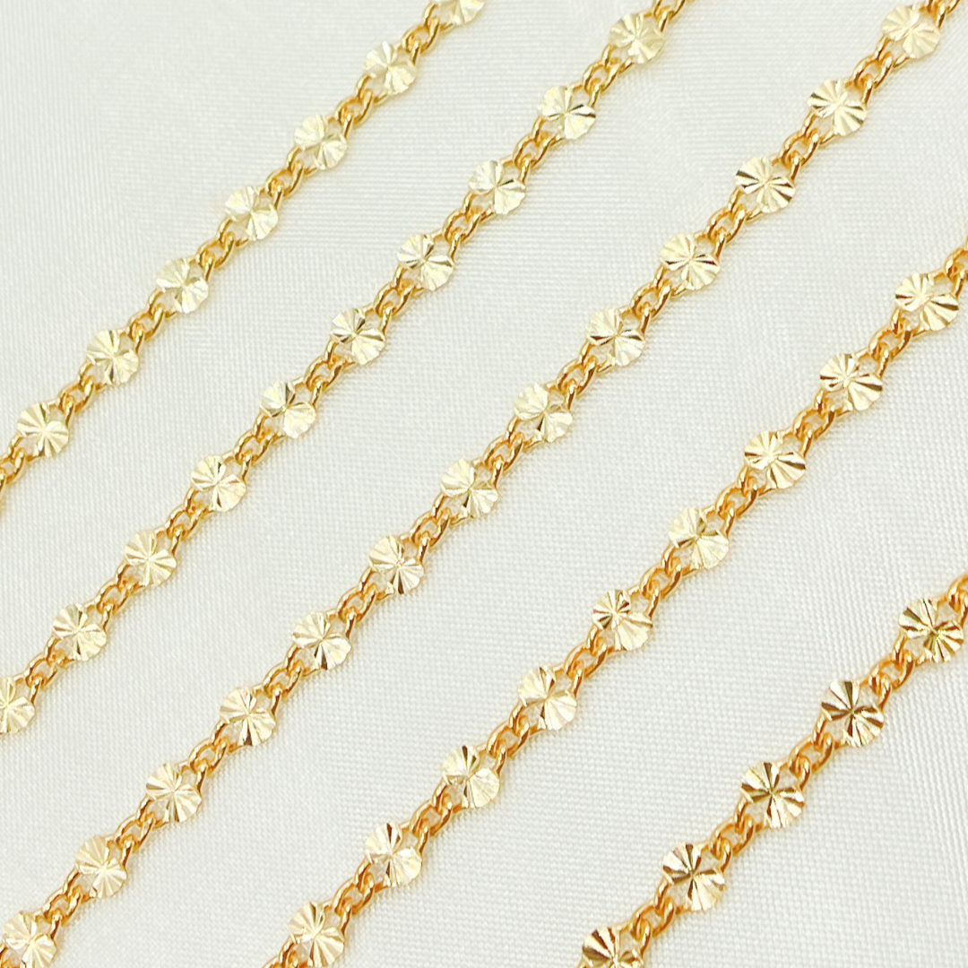 14k Gold Filled Curb & Diamond Cut Marina Link