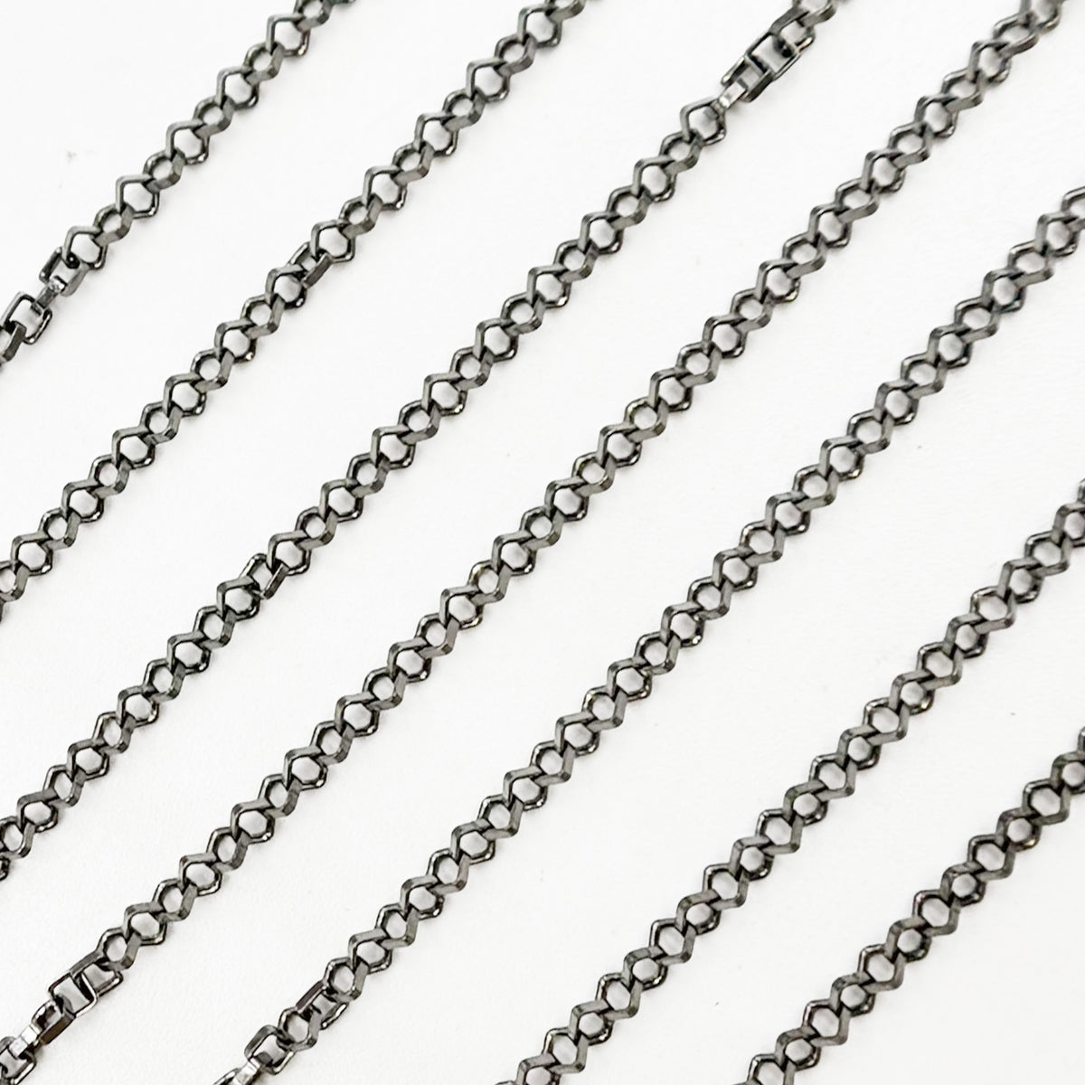 Black Rhodium Sterling Silver Diamond Shape Link Chain
