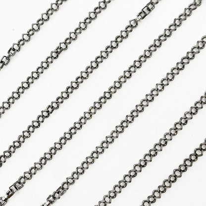Black Rhodium Sterling Silver Diamond Shape Link Chain