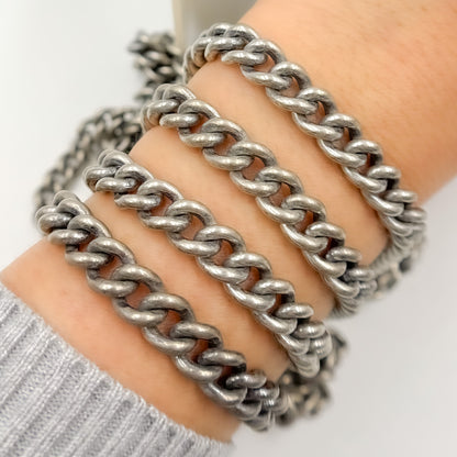 Oxidized Sterling Silver Smooth Curb Chain