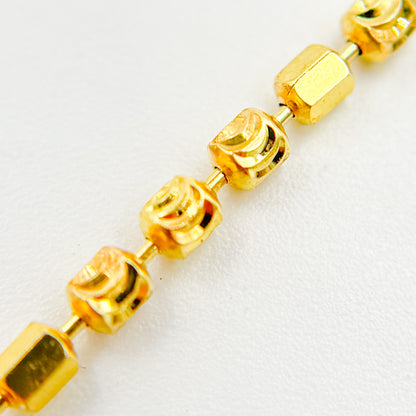  Gold Plated Sterling Silver Tube and Ball Necklace