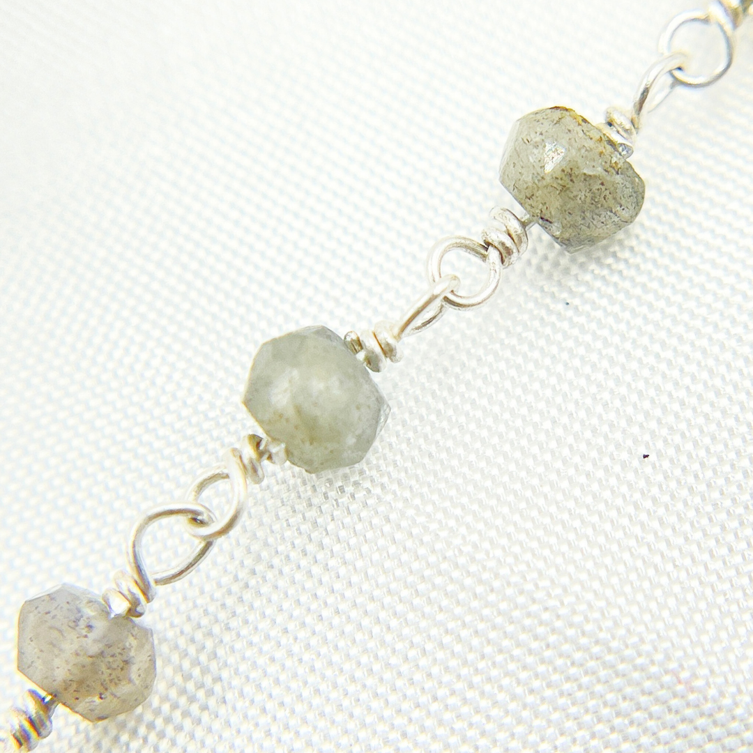 LAB105. Labradorite 925 Sterling Silver Wire Chain