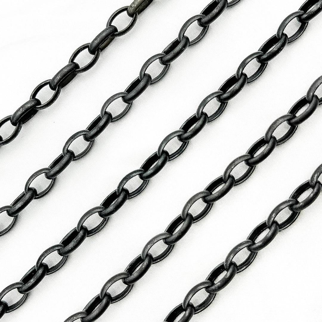 Black Rhodium Matt Sterling Silver Oval Link Chain