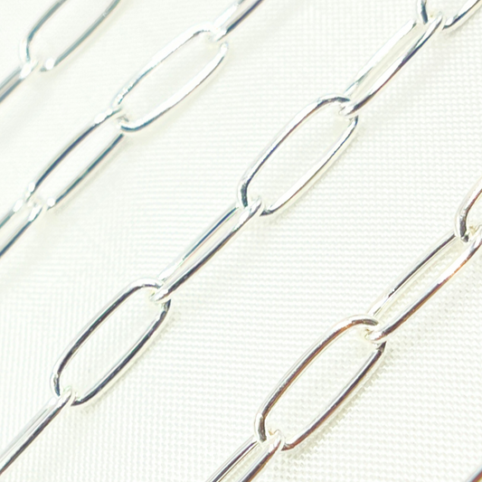 925 Sterling Silver Smooth Paperclip Chains