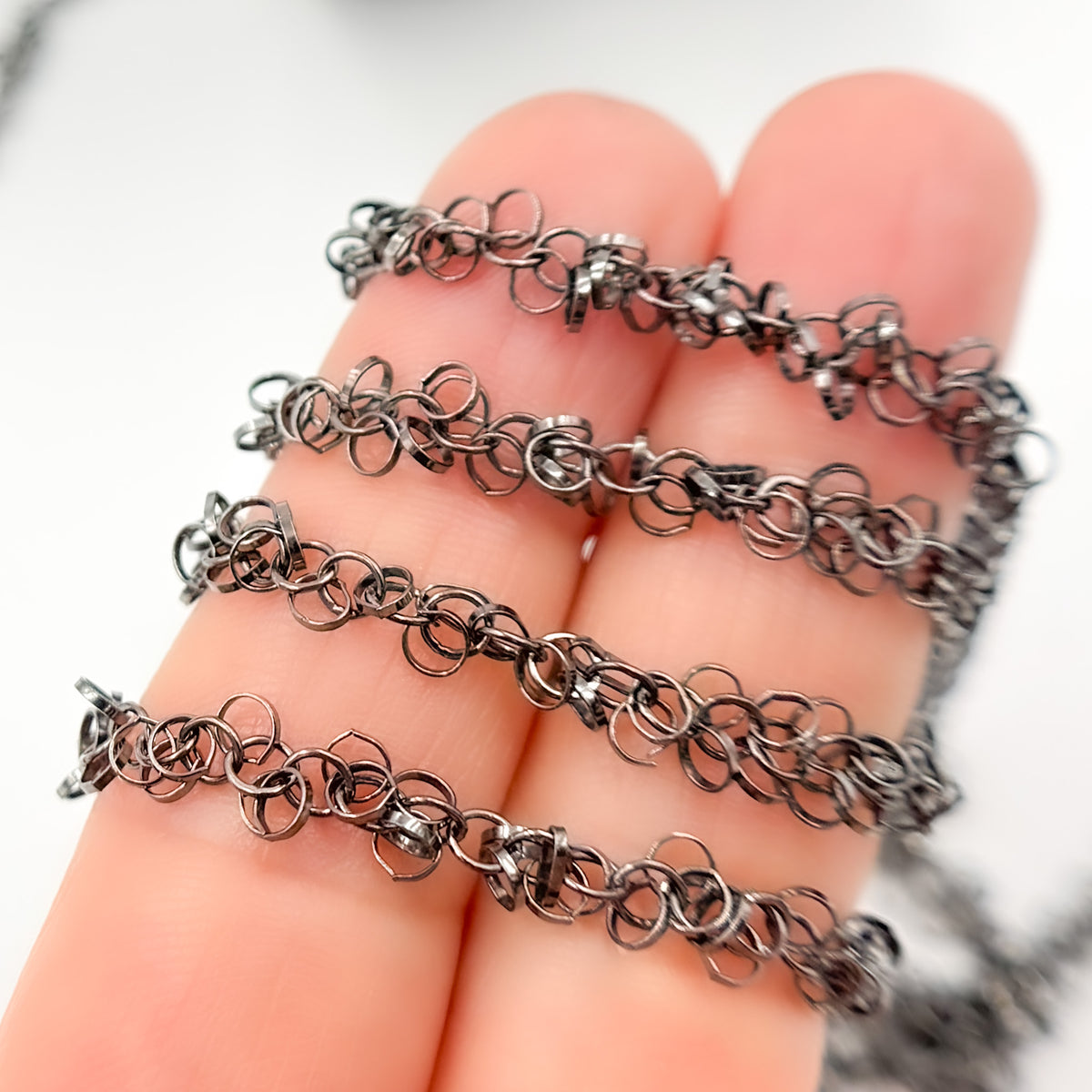 Black Rhodium Sterling Silver Dangle Chain