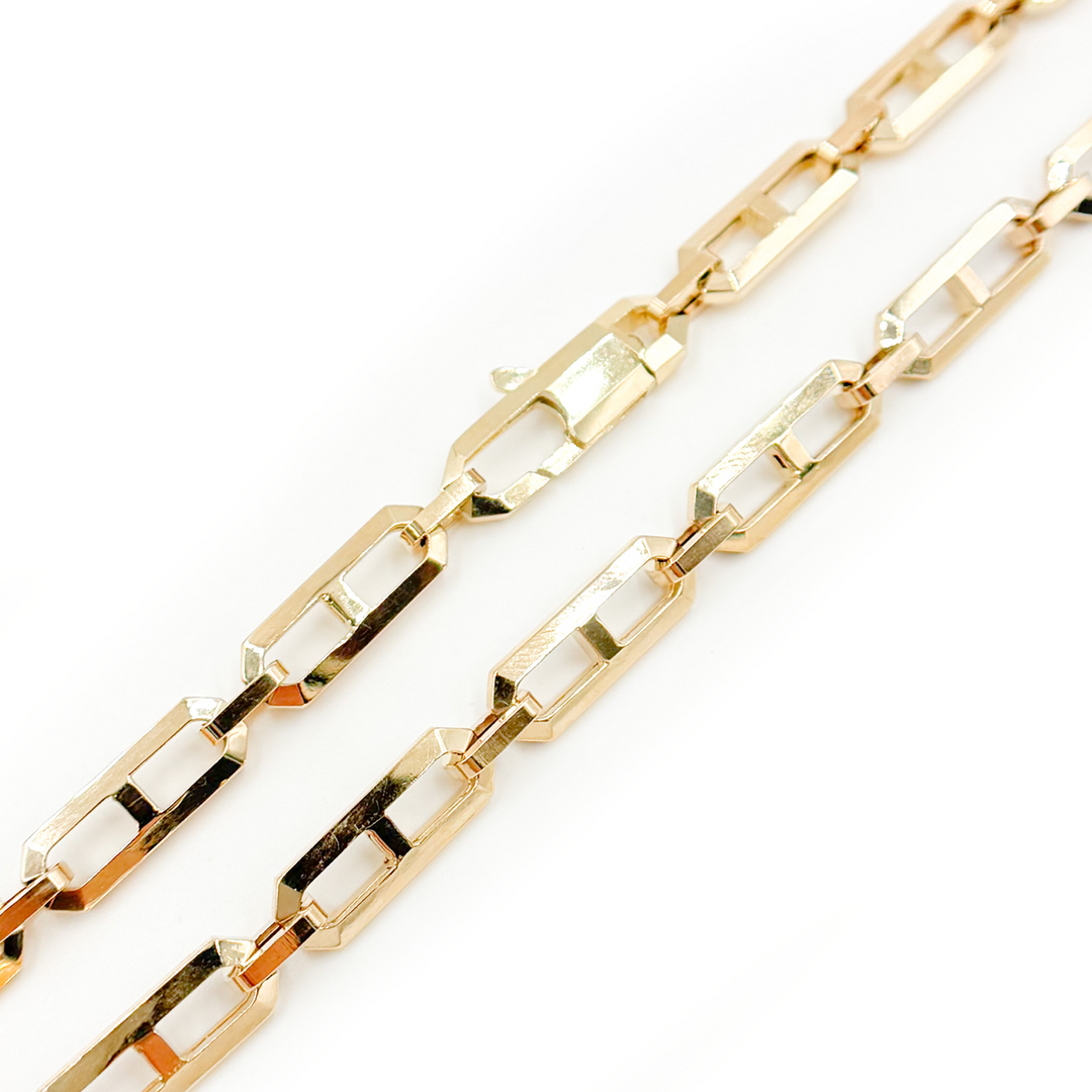 2301389C1. 14K Solid Hollow Gold Diamond Cut Cut Marina and Cable Link Chain