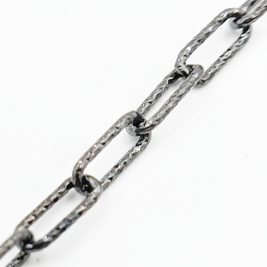 Y42BR. Sterling Silver Black Rhodium Diamond Cut Paperclip Chain