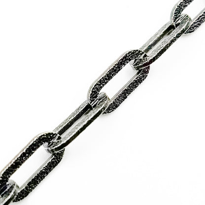 Black Rhodium Sterling Silver Matt Paperclip Chain