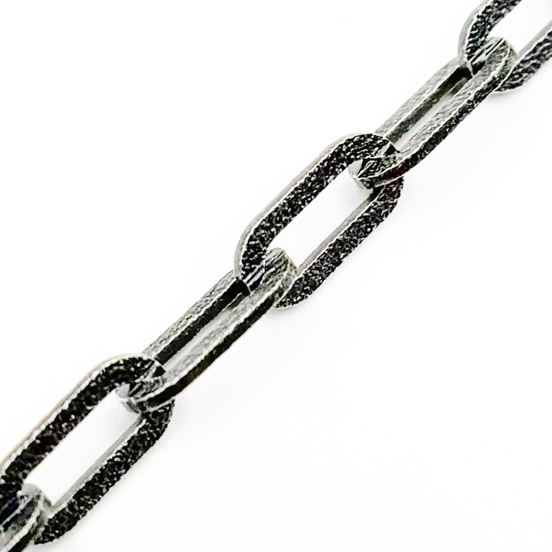 Black Rhodium Sterling Silver Matt Paperclip Chain