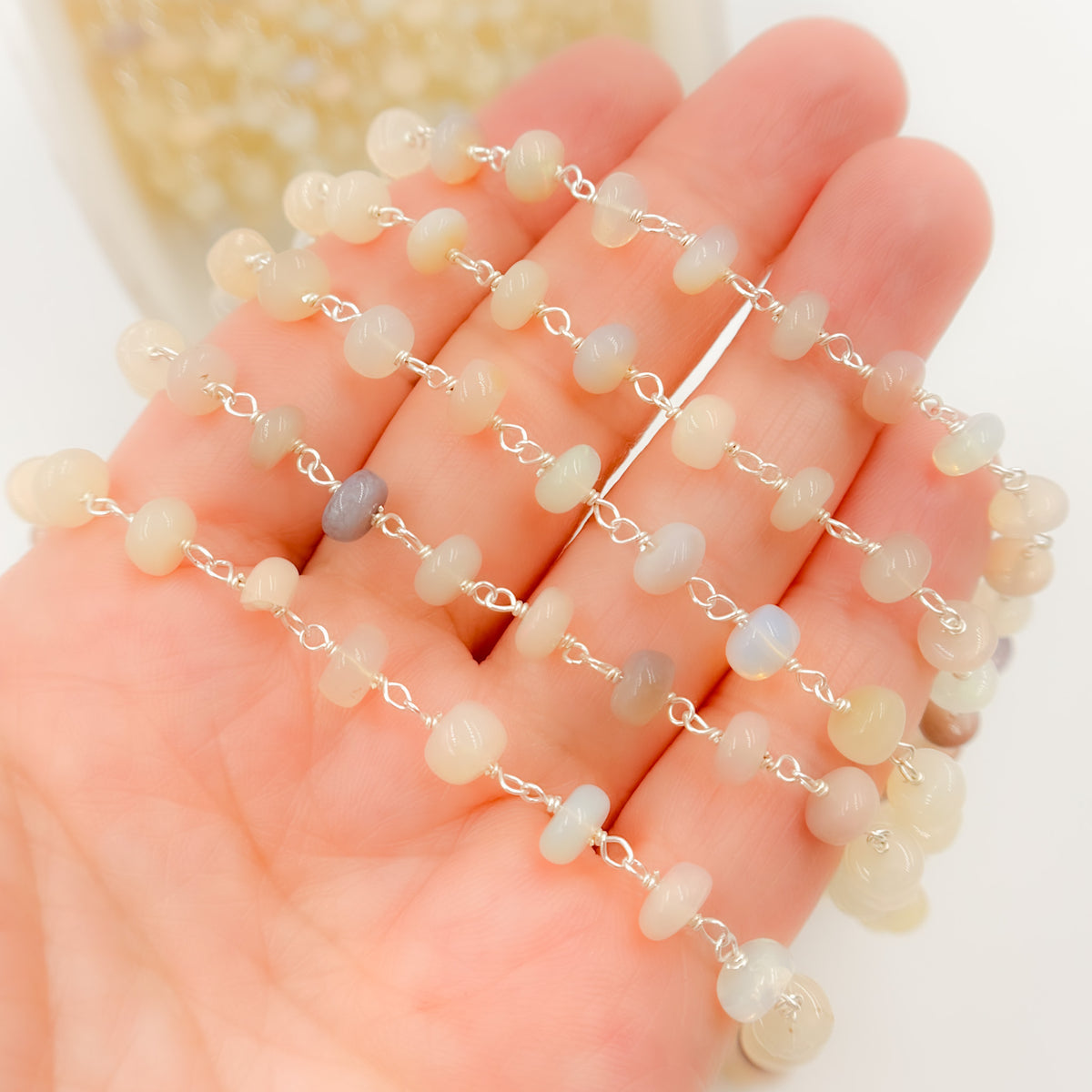 Opal Smooth Sterling Silver Wire Chain