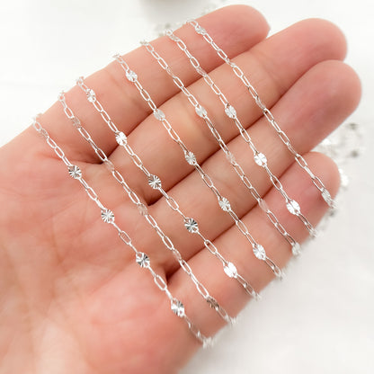 Sterling Silver Paperclip and Diamond Cut Marina Link Chain