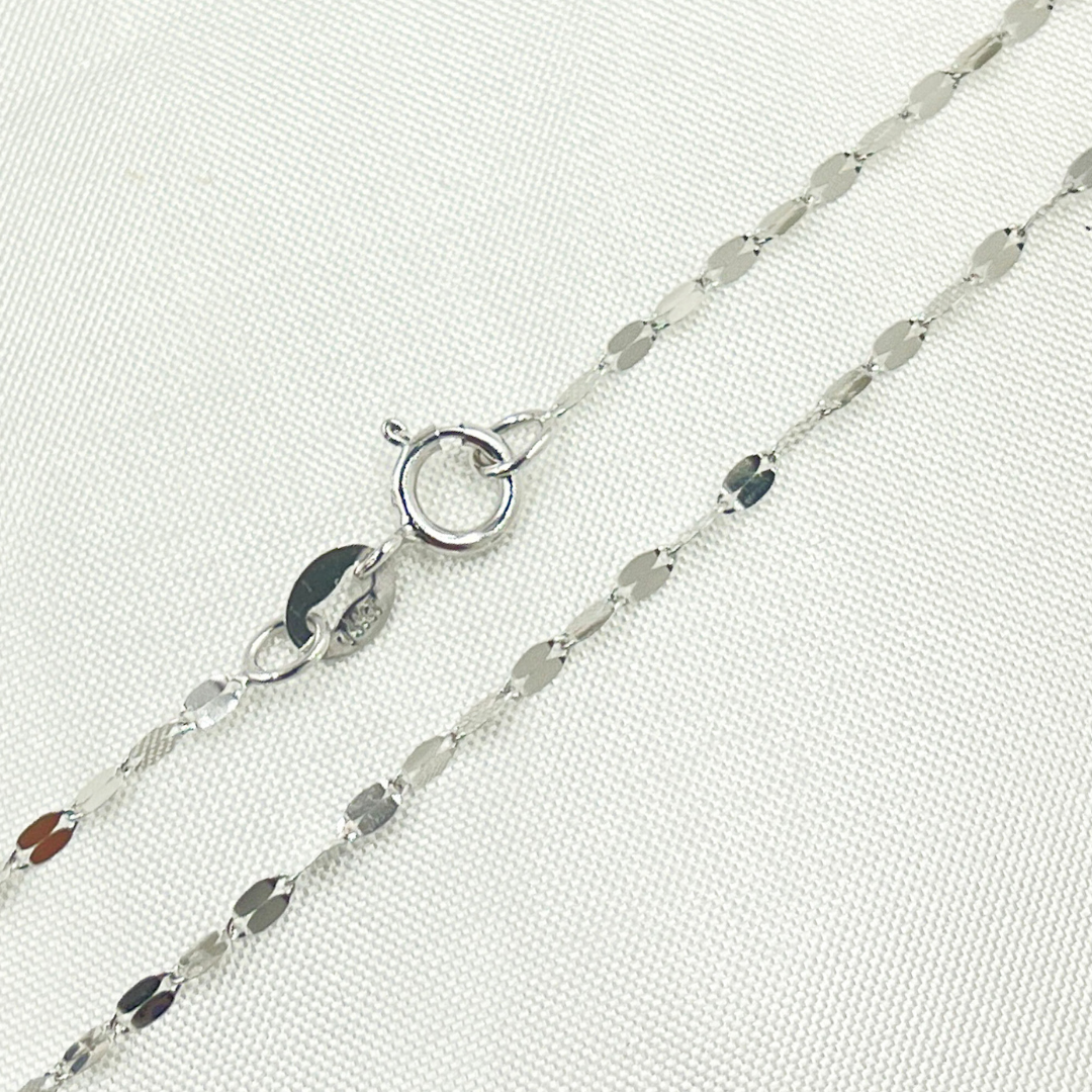 14K Solid White Gold Satellite Cube Chain