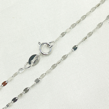 14K Solid White Gold Satellite Cube Chain