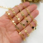 Load image into Gallery viewer, V71GP. Gold Plated 925 Sterling Silver Dangle Star Chain