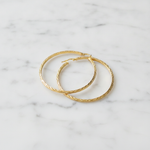 Load image into Gallery viewer, GER157. 14K Solid Gold Hollow Flat Diamond Cut Hoop
