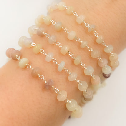 Opal Smooth Sterling Silver Wire Chain