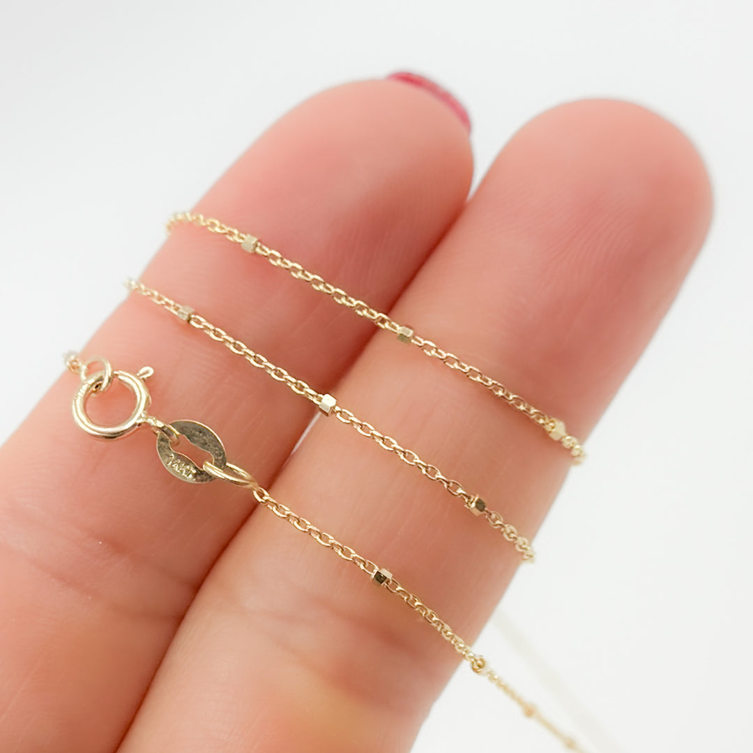 027R02S3TP0L8L. 14K Solid Yellow Gold Cube Satellite Necklace