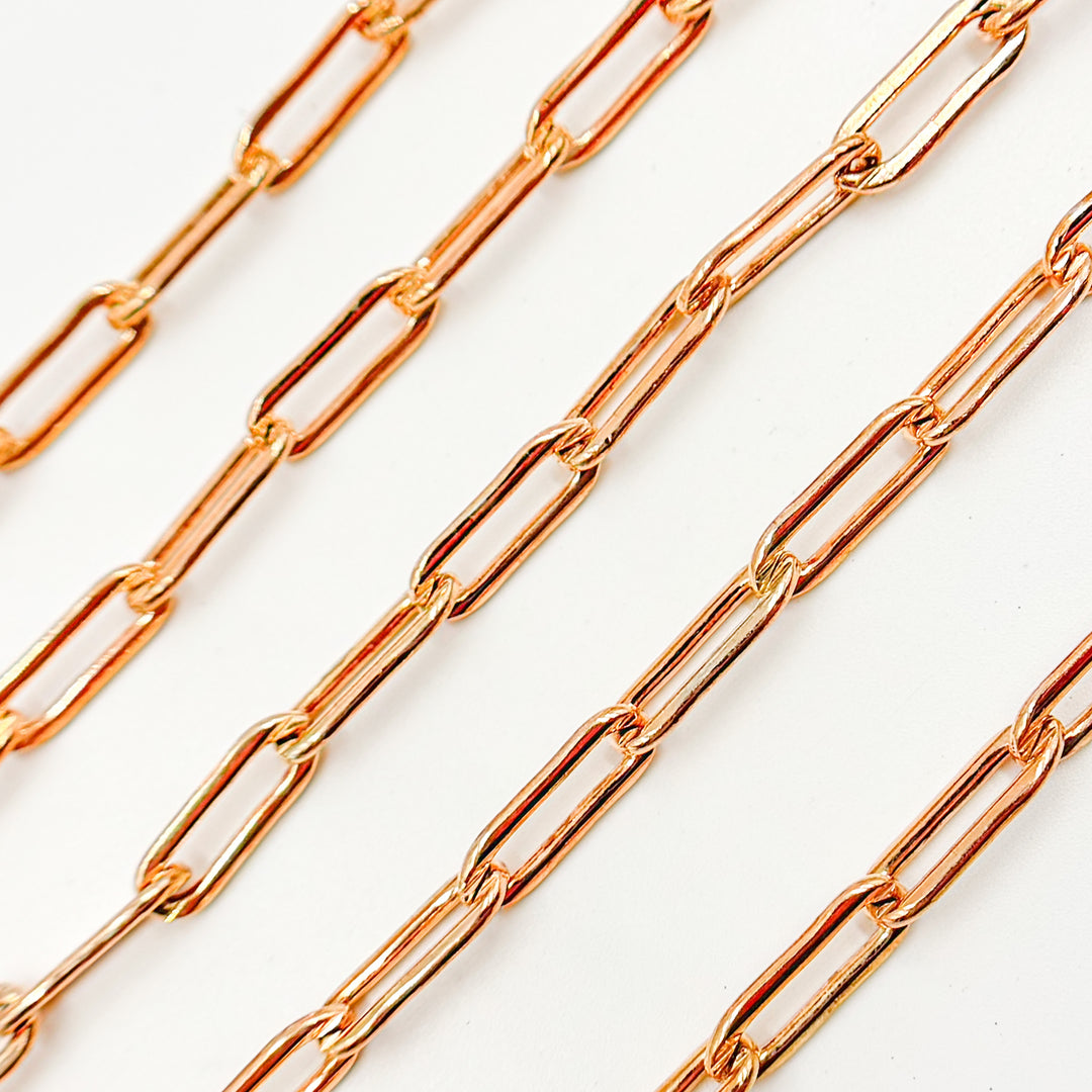 351RGP. Rose Gold Plated Silver Flat Paperclip Chain