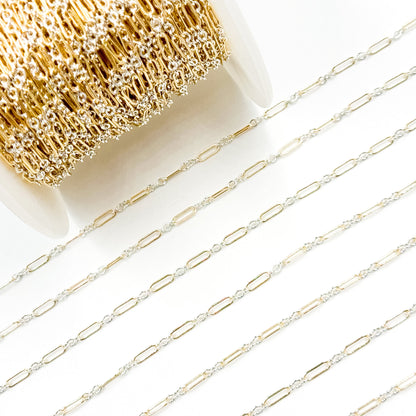 XM/1931K/SP. 14K Gold Filled and Sterling Silver Knurled Link Chain