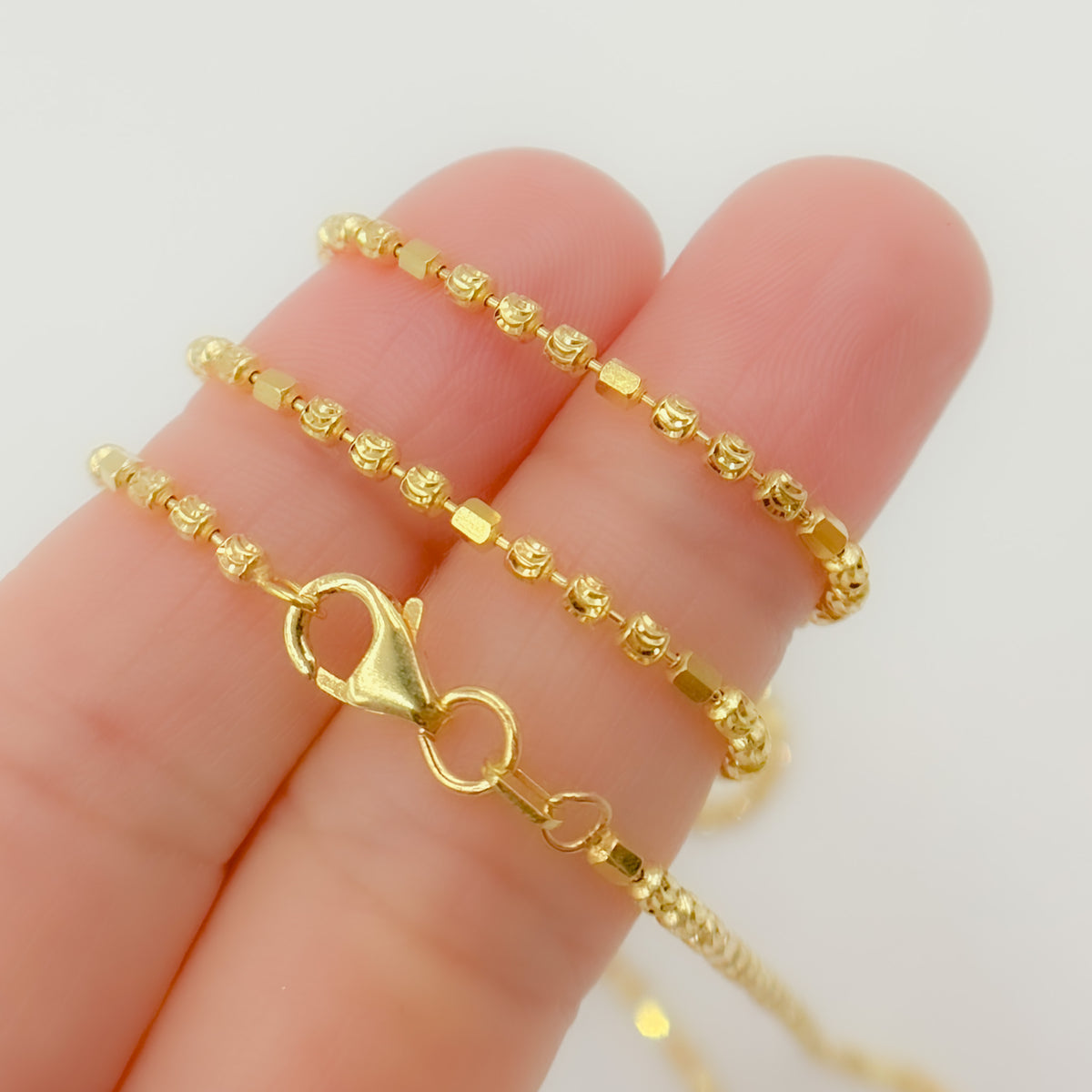 Gold Plated Sterling Silver Tube and Ball Necklace