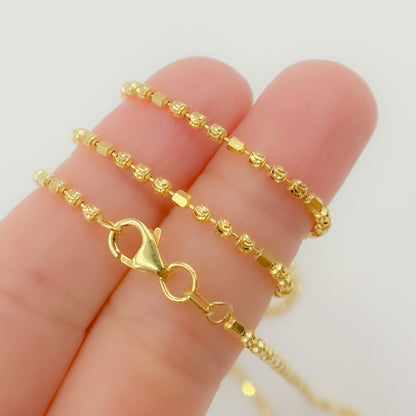 Gold Plated Sterling Silver Tube and Ball Necklace