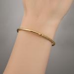 Load image into Gallery viewer, Bangle26. 14K Gold Textured Hollow Bangle Bracelet