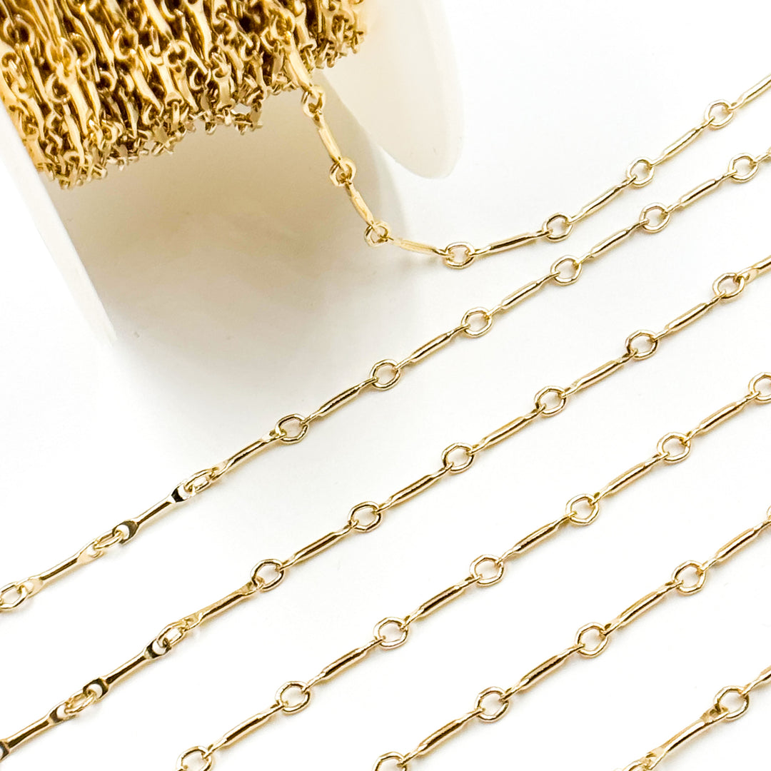 14K Solid Yellow Gold Bar Chains