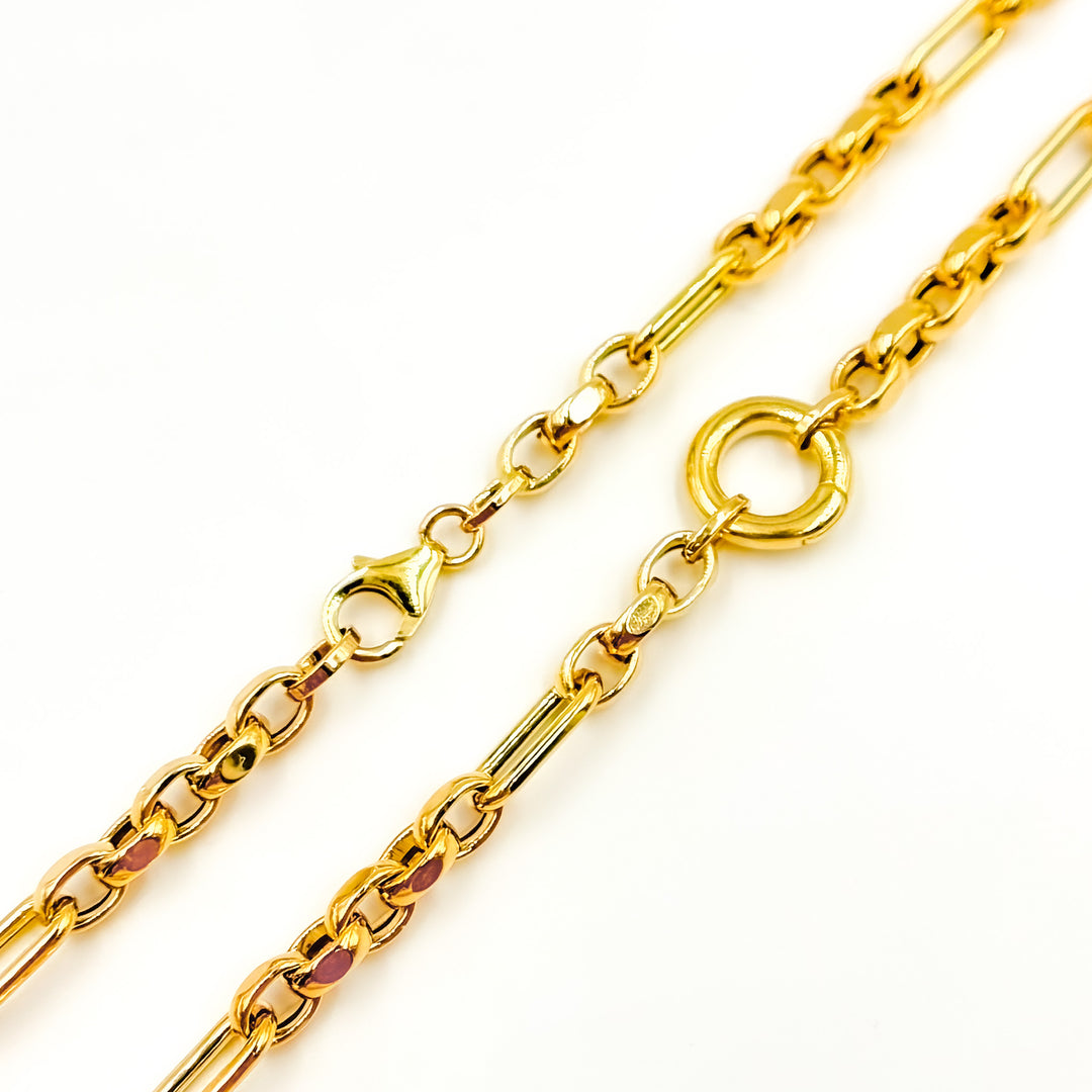 568A/426. 14K Solid Gold Hollow Long and Short Fancy Necklace