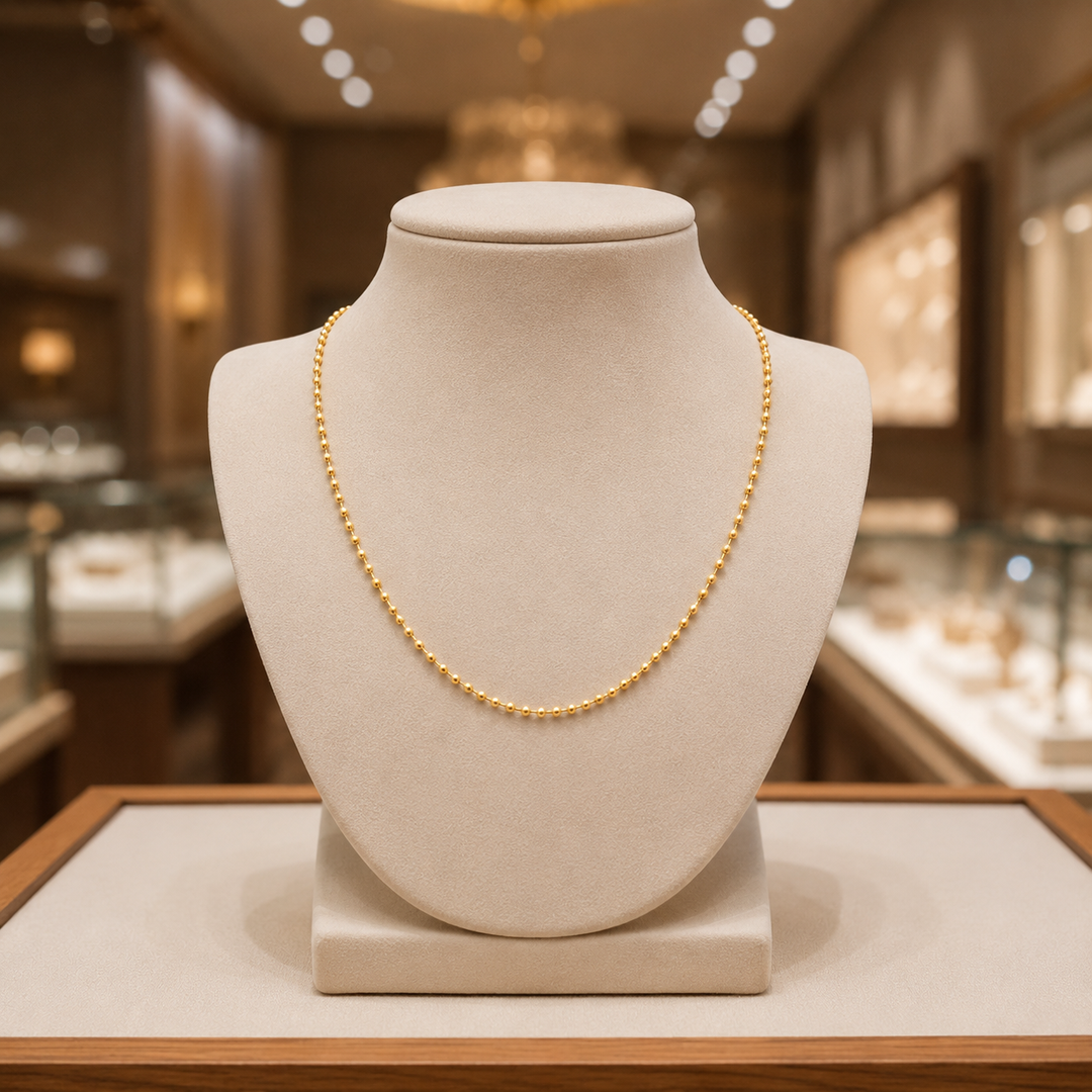 150CP. 14k Solid Yellow Gold Bead Chain