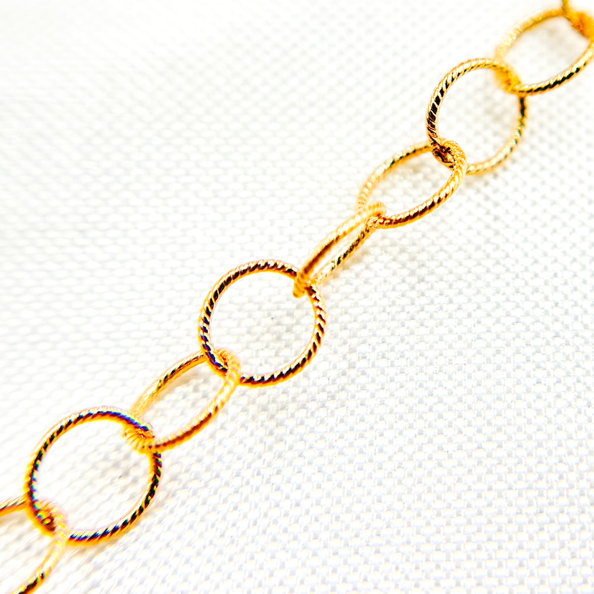 14K Gold Filled Twisted Round Link Chain